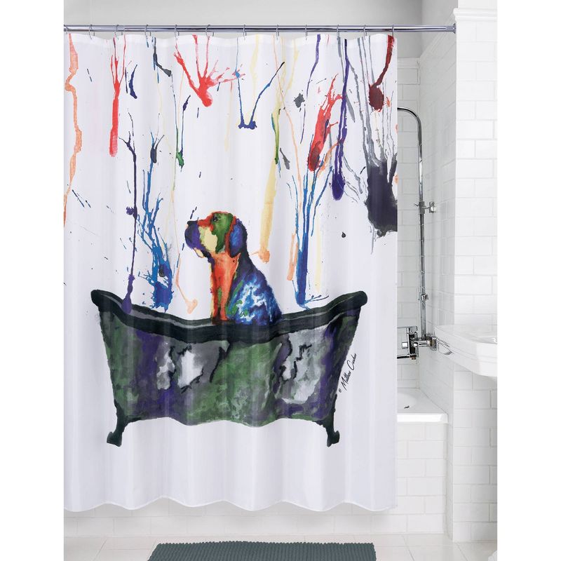 Tub Dog Shower Curtain White - Allure Home Creations