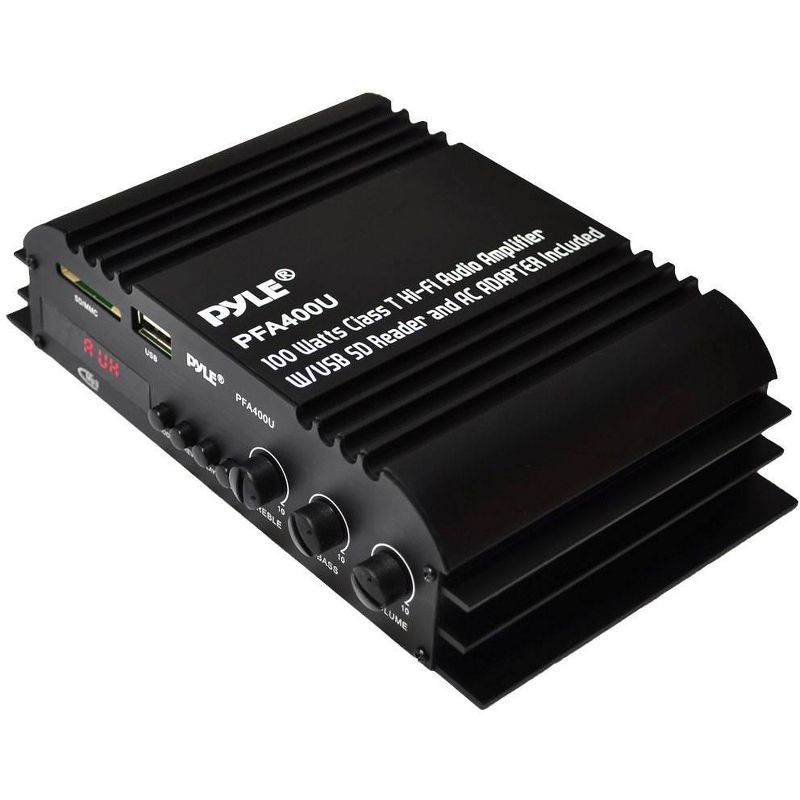 Pyle PFA400U 100 Watt Powerful Performance 2 Channel Hi-Fi Home Audio Stereo Speakers Power Amplifier Surround Sound Indoor System