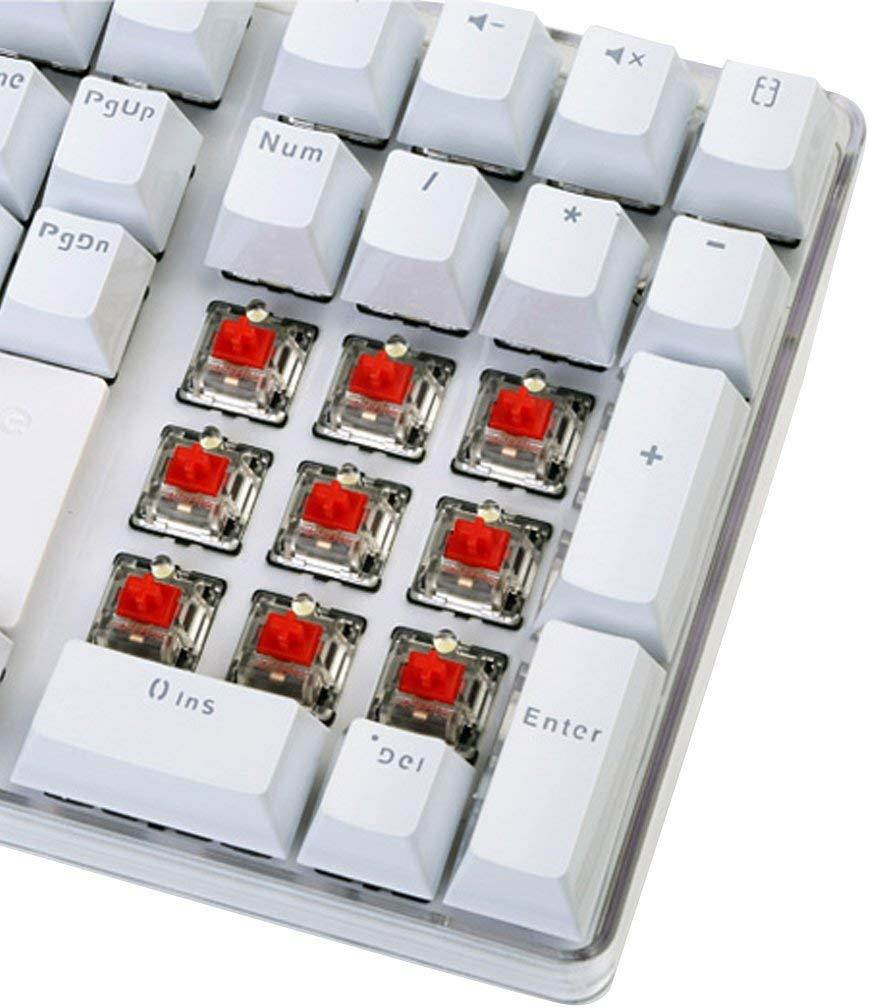 Qisan Mechanical Wireless Keyboard Gaming Keyboard Blue Switch Mini Design (60%) 68 toetsen Amerikaanse lay-out-wit en blauw