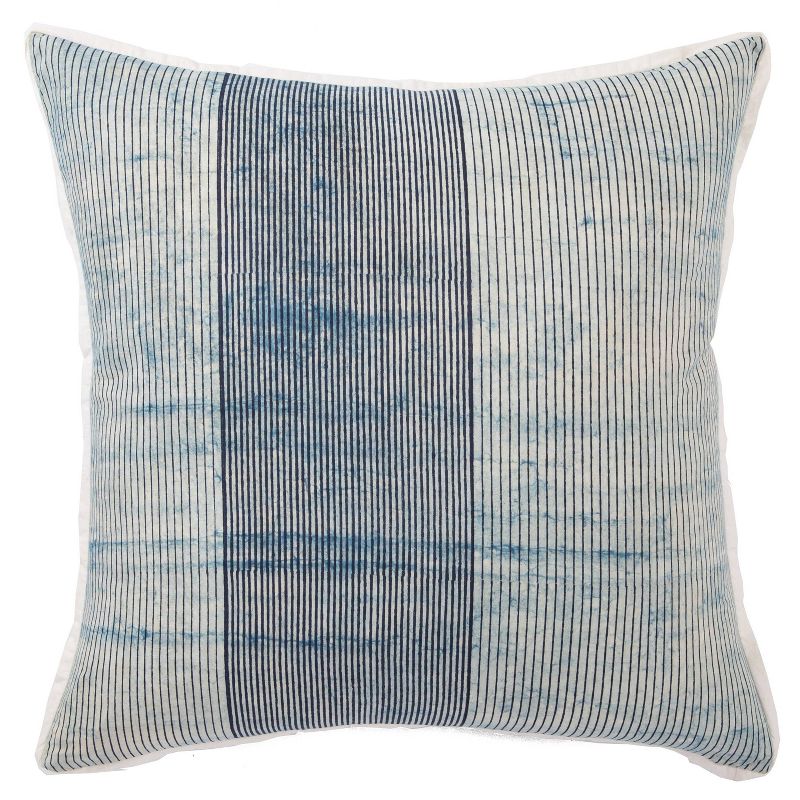 22&#34;x22&#34; Oversize Alicia Handmade Striped Poly Filled Square Throw Pillow Blue/White - Jaipur Living