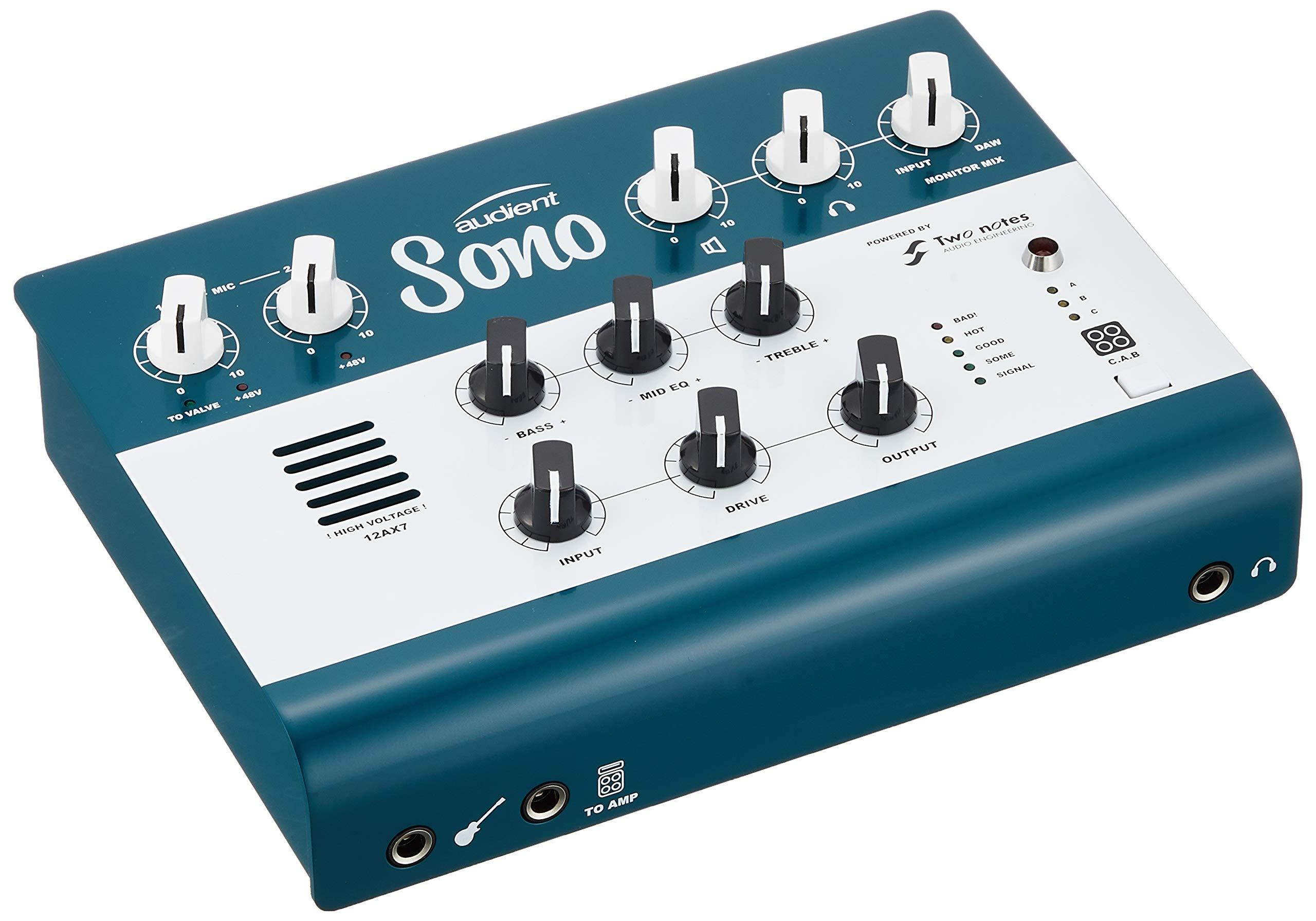 Audient Sono Amp Guitar Recording Audio Interface Ultimate Value Guitar Preamp with Two Notes Power amp, Cab Simulation and 3 Band Analogue Tone Control (The Ultimate Audio Interface For Guitarists)