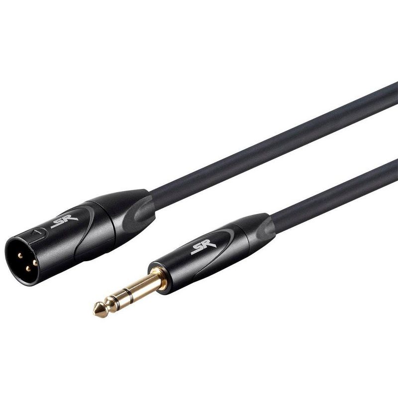 Monoprice XLR Male to 1/4 Inch TRS Male Cable - 15 Feet - Black | 16AWG, Gold Plated - Stage Right Series
