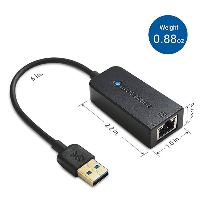 USB to Ethernet Adapter USB 30 to Ethernet Supporting 101001000 Mbps Ethernet Network in Black