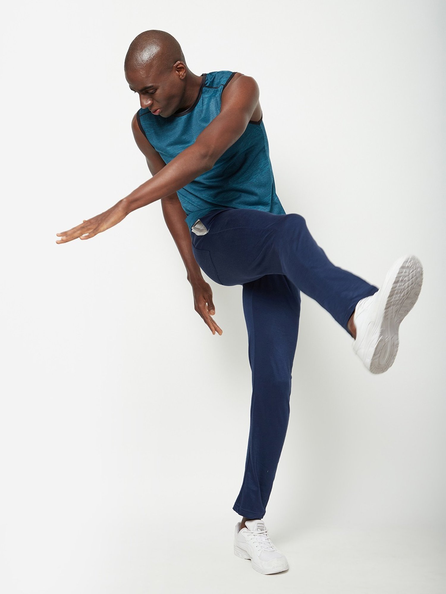 Sporto Turquoise Regular Fit Self Pattern Gym Vest