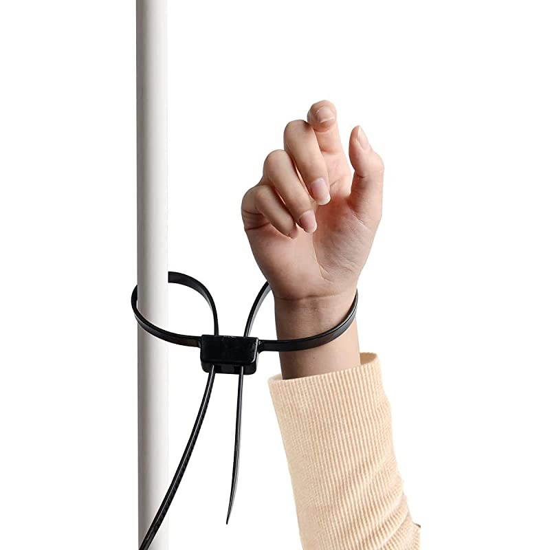 Disposable Zip Tie Handcuffs Black Flex Cuffs 10 PCS Double Locking Zip Ties Restraints Black Nylon Cable Tie Heavy Duty Tensile Strength 250 LBS | Length 27 12quotBlack