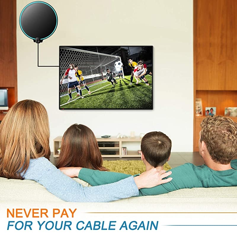 Antenna Indoor Digital HDTelevision Antenna Freeview 4K 1080P HD VHF UHF for Local Channels 130 Miles with Amplifier Support All 165 feet Cable