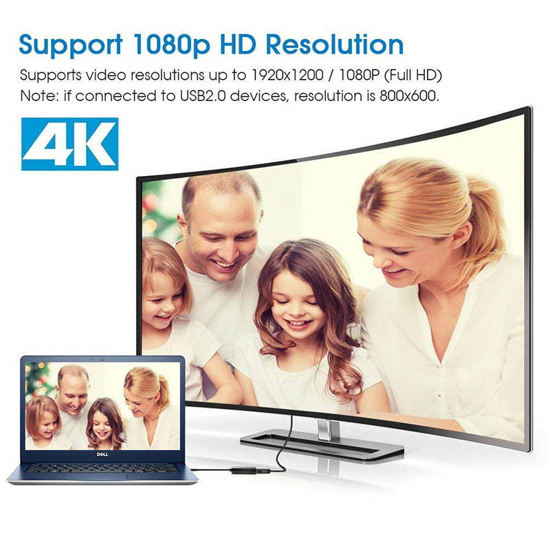 USB 3.0 to VGA Adapter External Video Card Multi Display Converter for Win 7/8/10 Desktop Laptop PC Monitor Projector