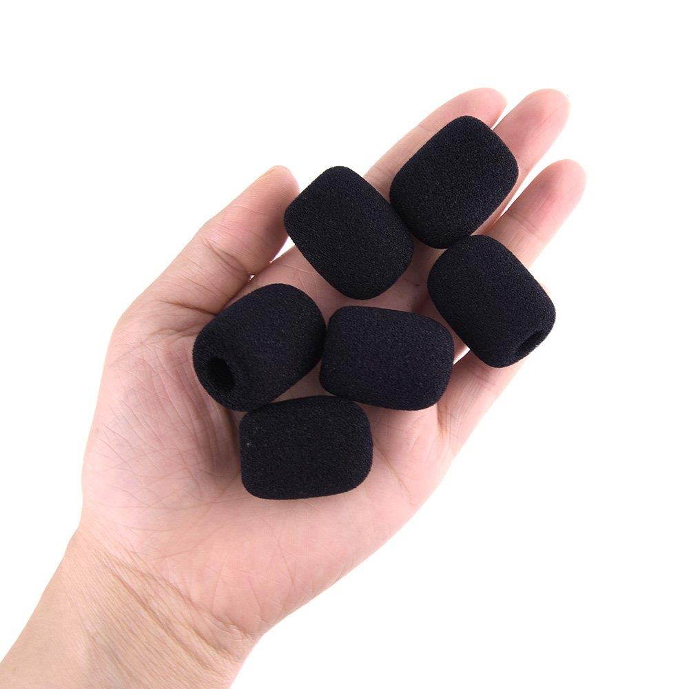 FEPITO 20 Pack Mini Size Microphone Windscreen for Lapel Lavalier Headset Microphone Foam Covers, Black