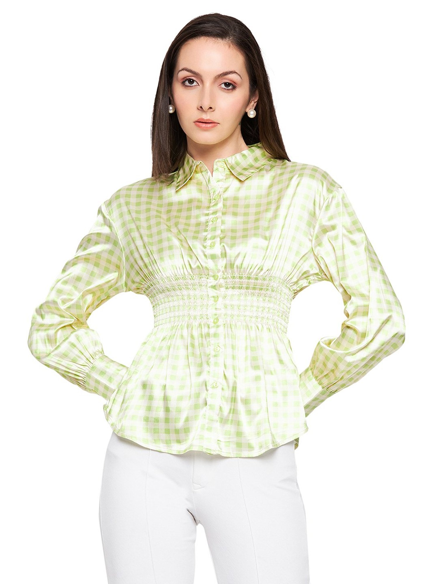 Camla Lime Green Checks Shirt