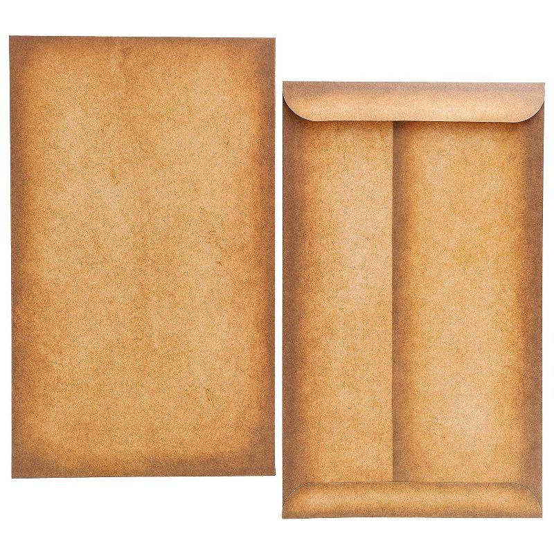 Juvale 50-Pack Vintage Antique Brown Kraft Paper Document Letter Envelopes Gummed Seal Flap 4.7 x 7.9 in.