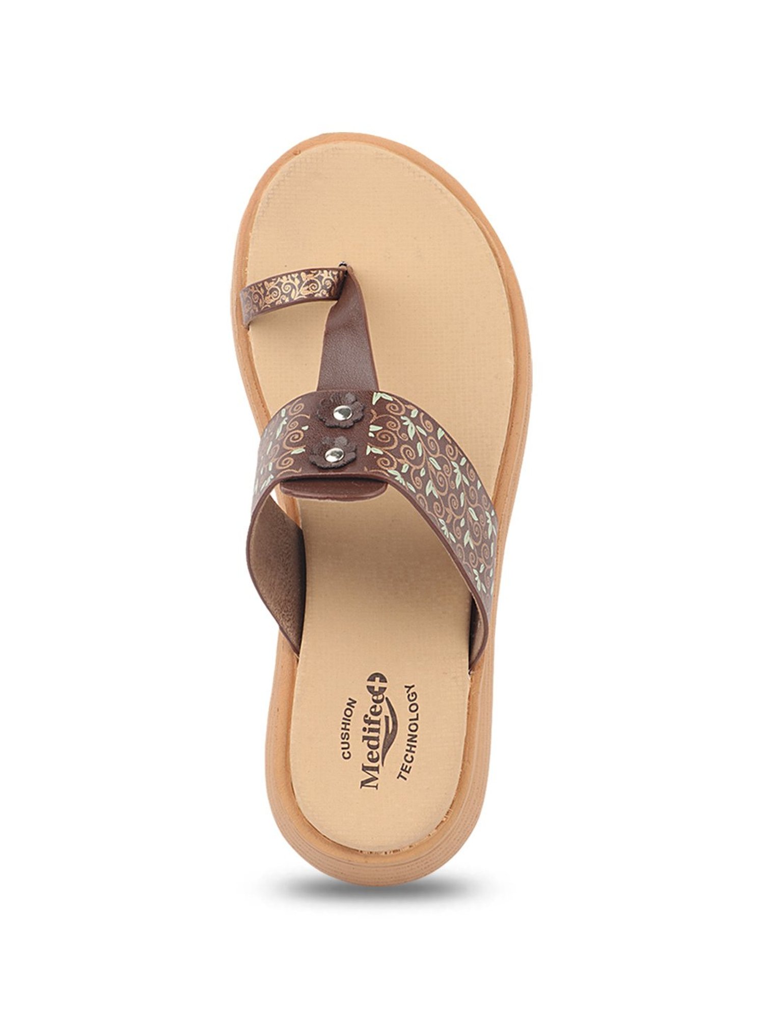 MediFeet Women's Brown Toe Ring Wedges