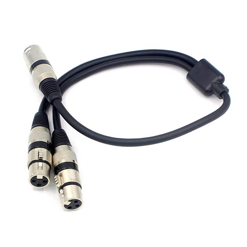 XLR Y Splitter, 3 Pin 1 Male to 2 Female XLR Mic Combiner Y Cord Balanced Microphone Adaptor Patch Cable - 1.5 Feet/50cm (1XLRM-2XLRF)