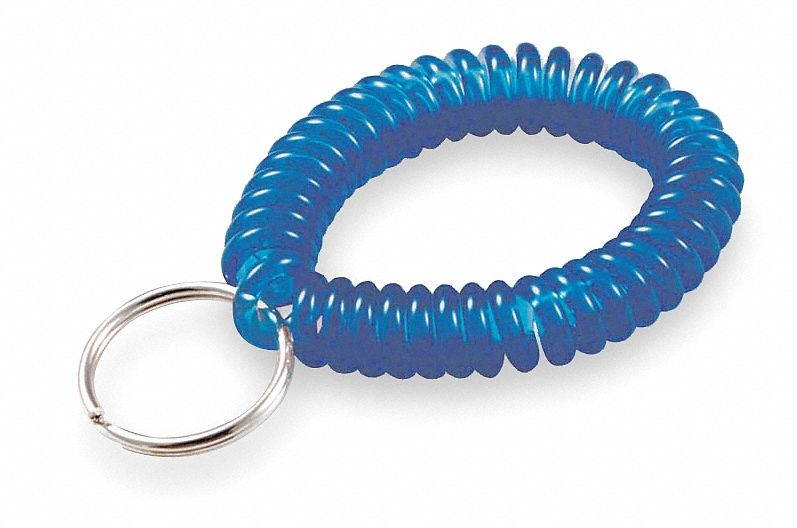 Wrist Coil with Split Key Ring, Blue, PK 5