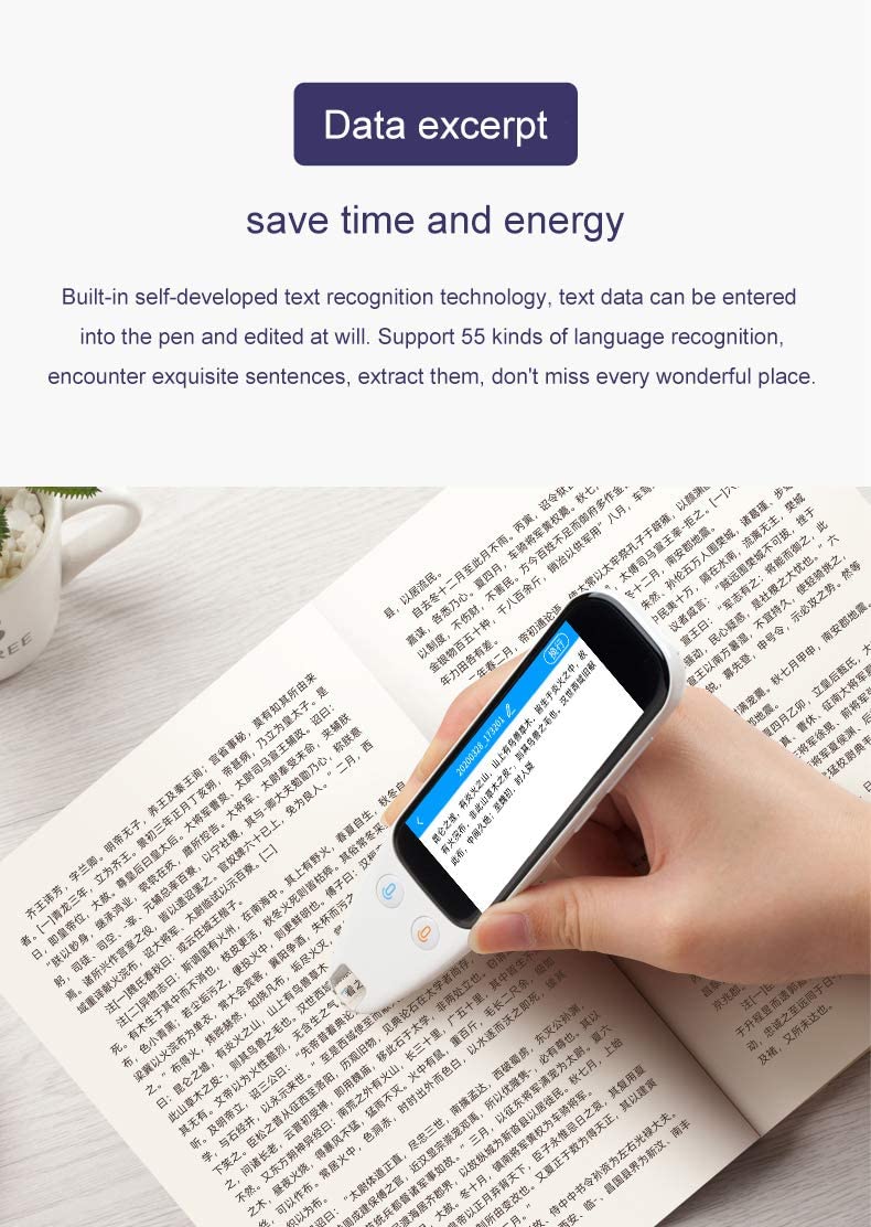 3.46 Inch Iouch Screen Language Translator Device Multilingual Dictionary Pen Portable Scanning Translator for Language Learners Scanning Translation Reading Pen WHITE