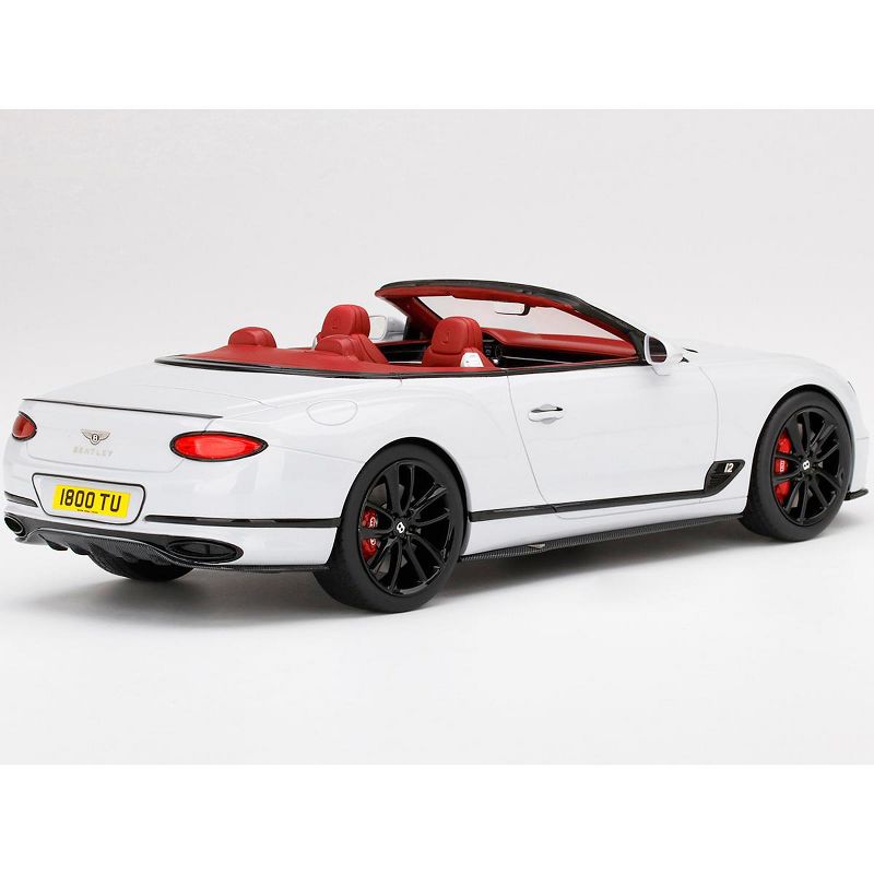 Bentley Continental GT Convertible Ice White with Red Interior 1/18 Model Car by Top Speed