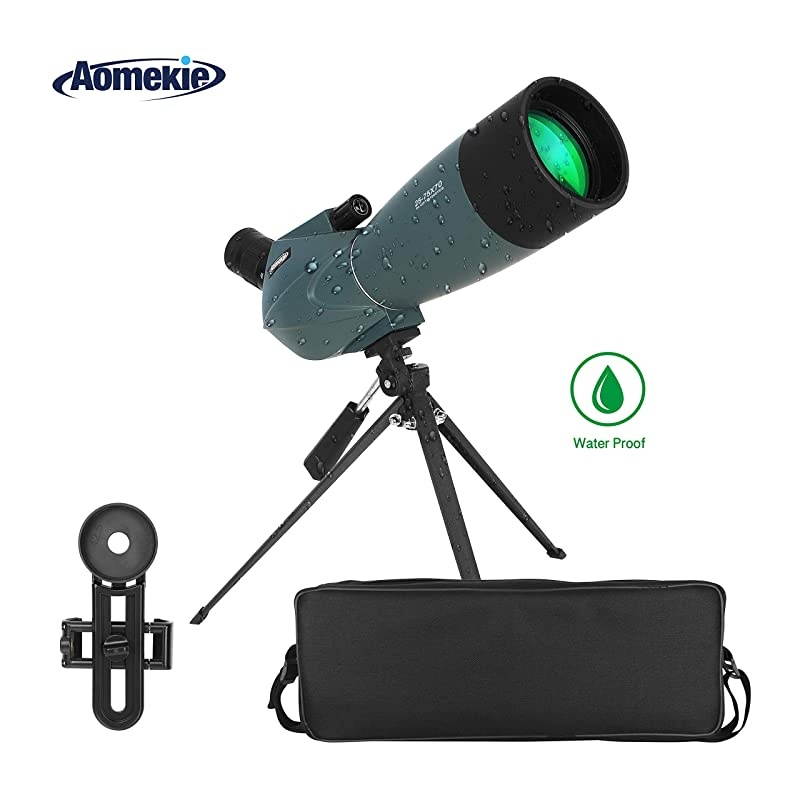 Spotting Scope with Tripod Cell Phone Adapter and Bag 25-75X70 BAK4 Monocular Telescope 45 Degree Angled Spotting Scopes  Shooting Bird Watching