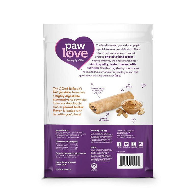 Paw Love I Can't Believe It's Not Peanut Butter Rawhide Dog Treats - 2 ct