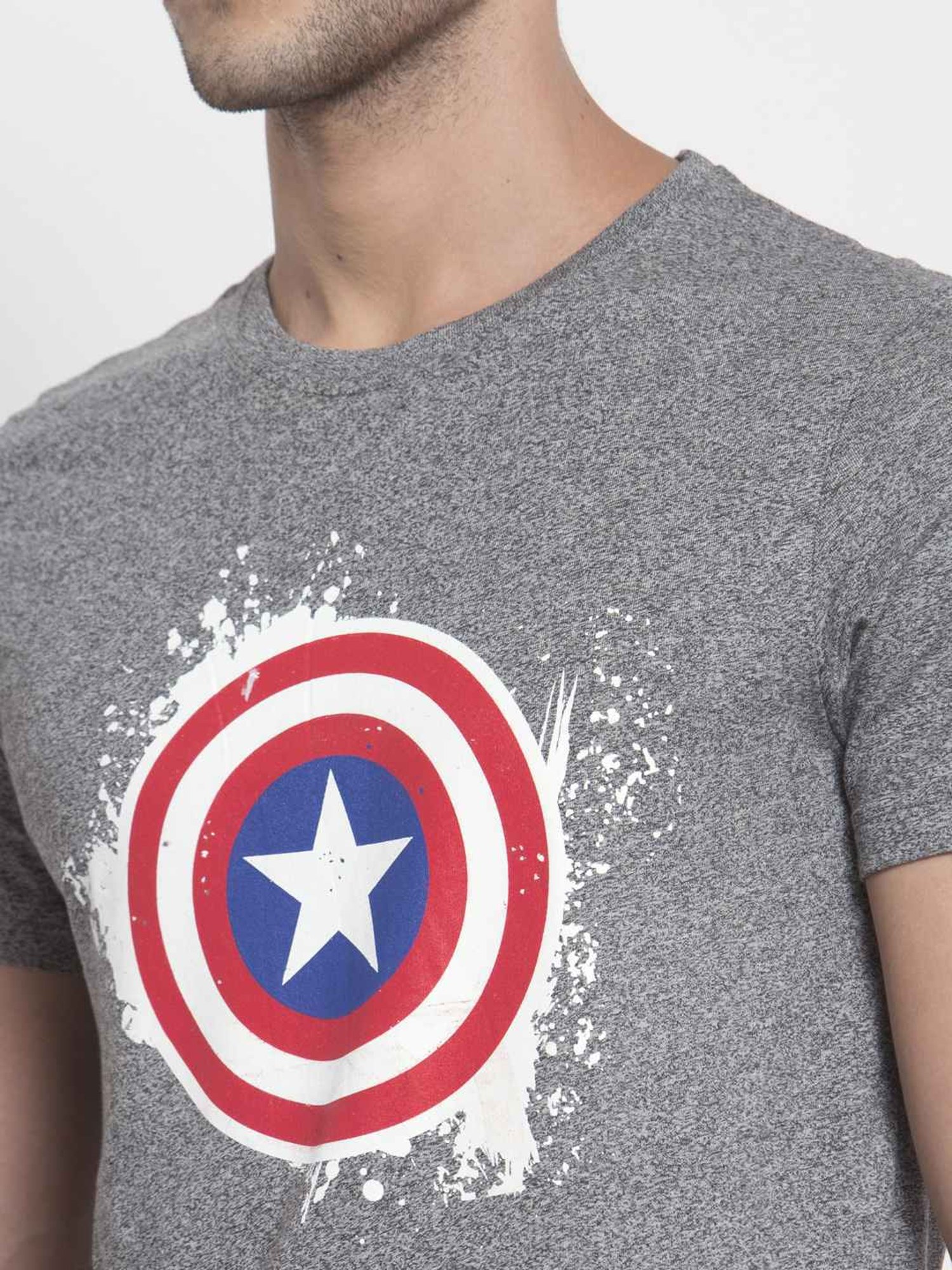 Sporto Cool Grey Regular Fit Printed Sports T-Shirt