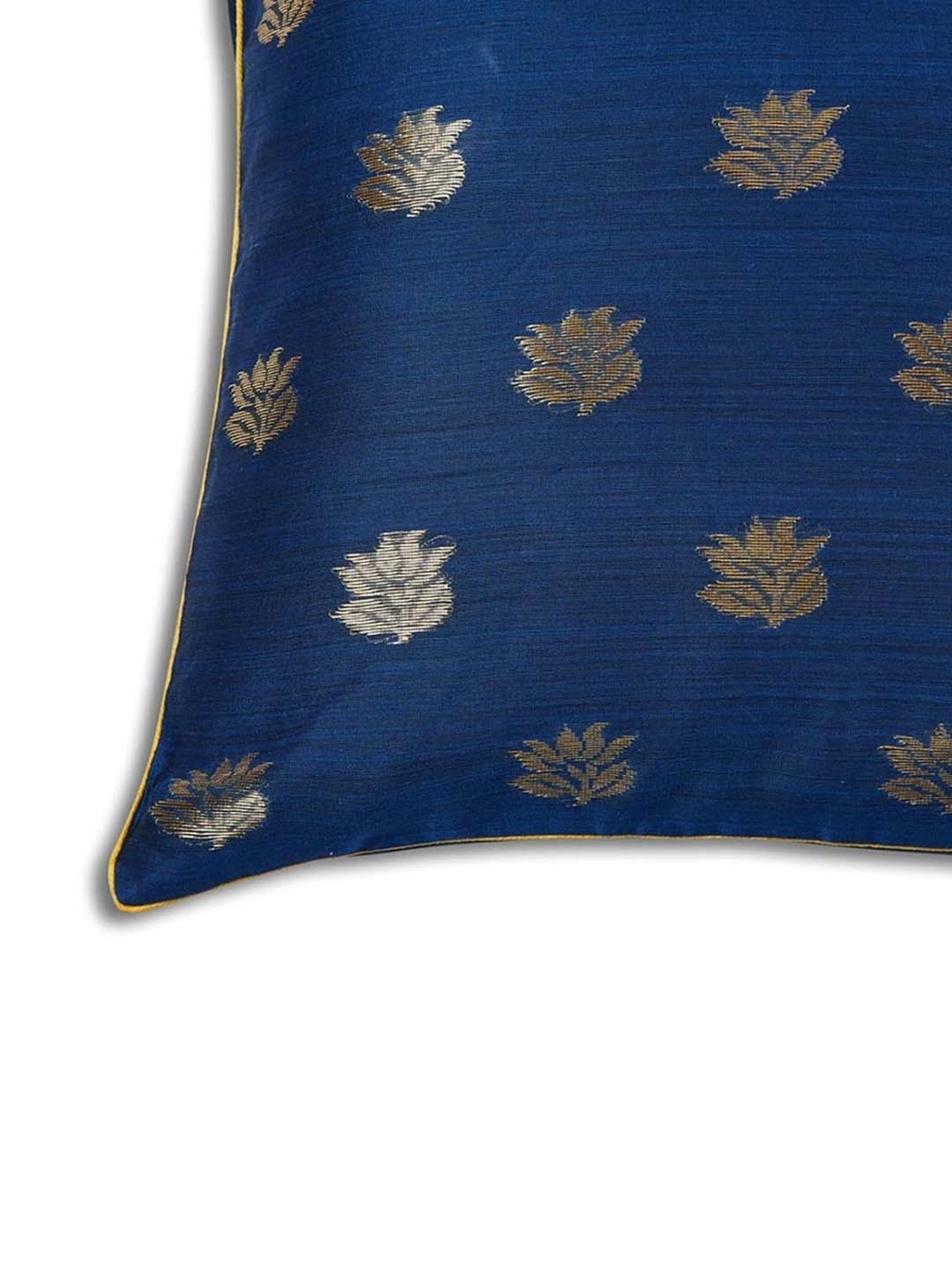 Fabindia Deeva Blue Cotton Blend Cushion Cover