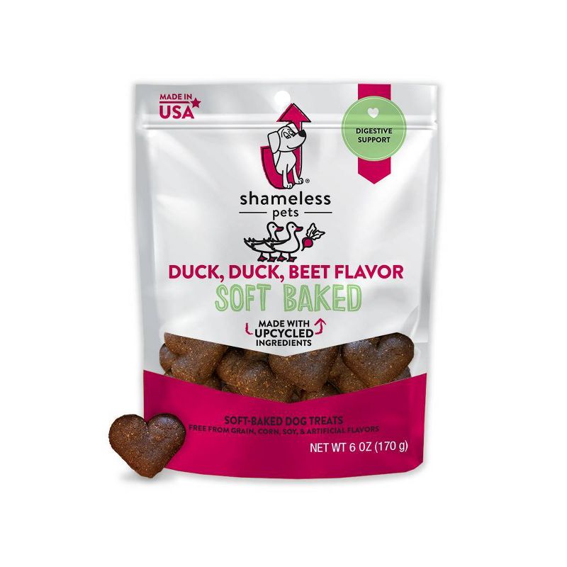 Shameless Pets Duck & Beet Flavor Soft Baked Chewy Dog Treats - 6oz