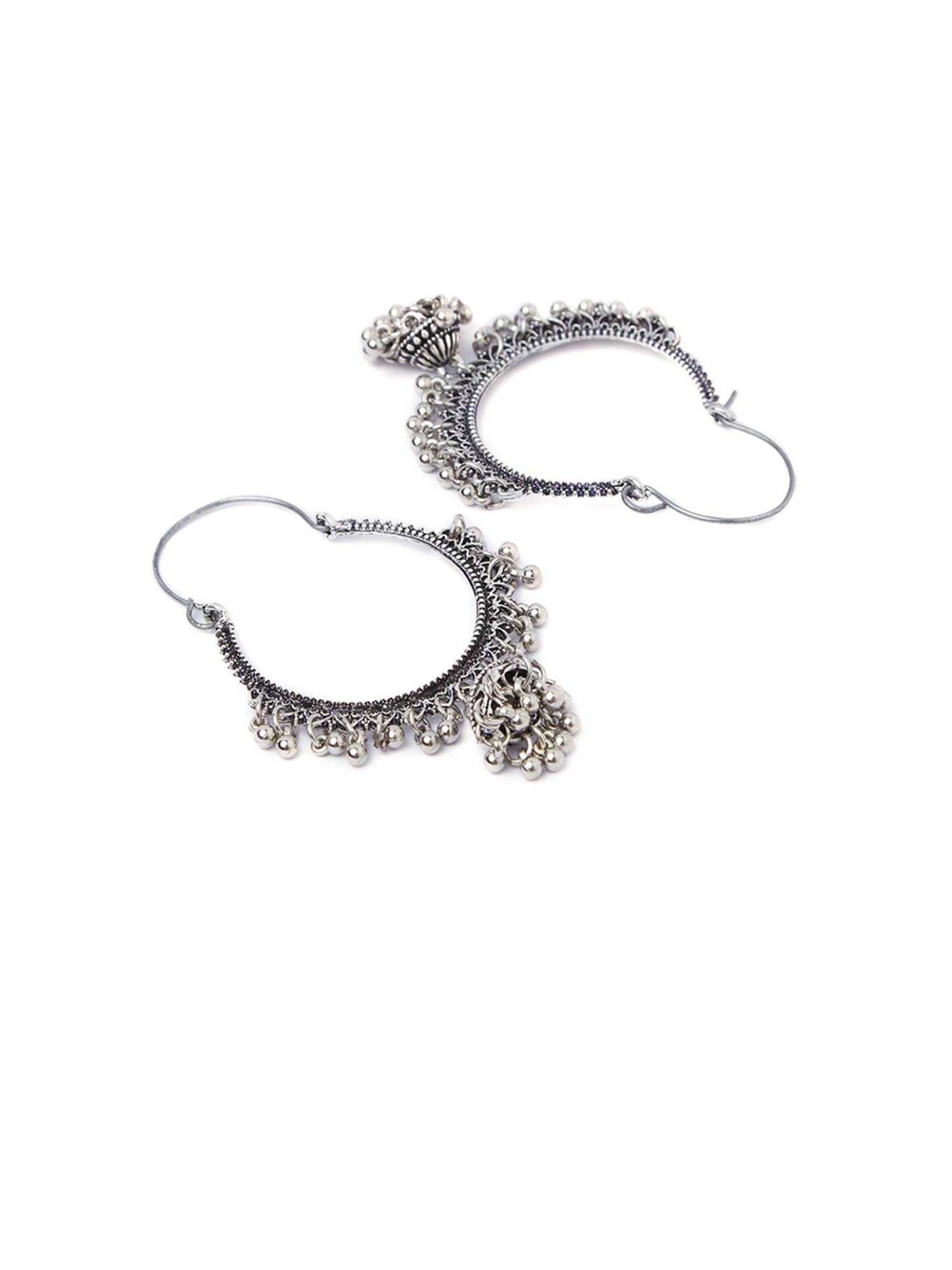 Fida Ethnic Indian Traditional Silver Jhumki Earrings