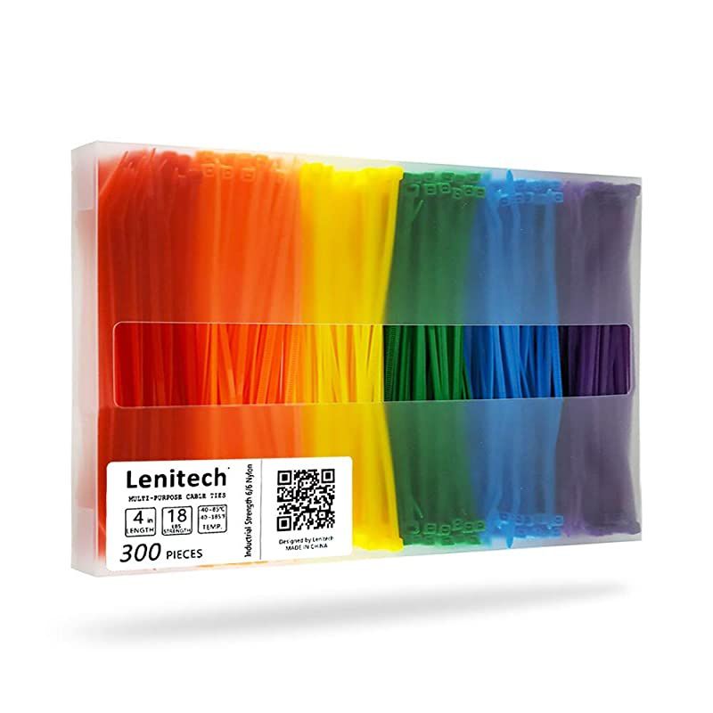 4 Inch 300 Pcs MultiPurpose Cable Ties Assorted Colored