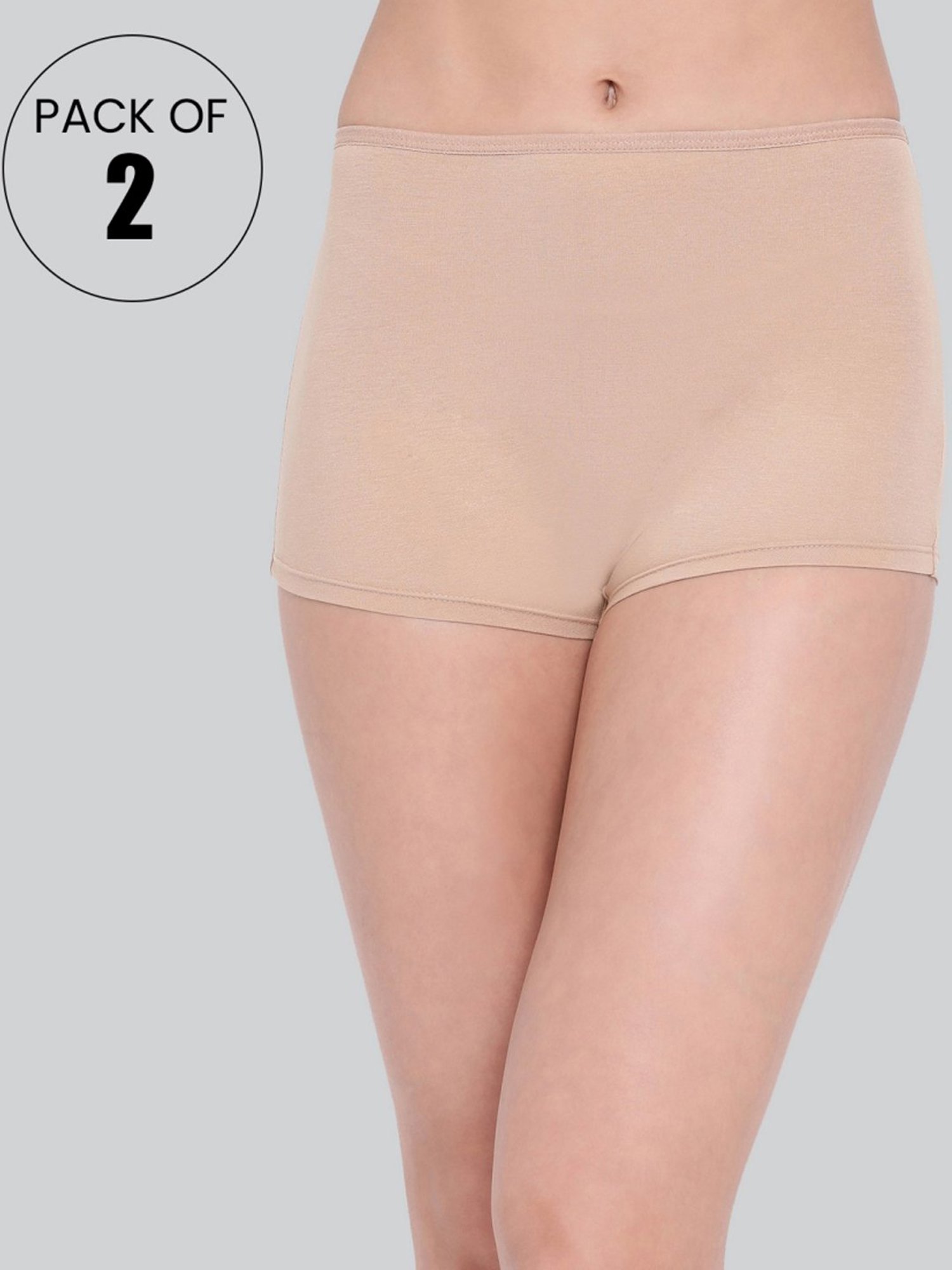 Lyra Red & Beige Cotton Boy Shorts Panties - Pack Of 2