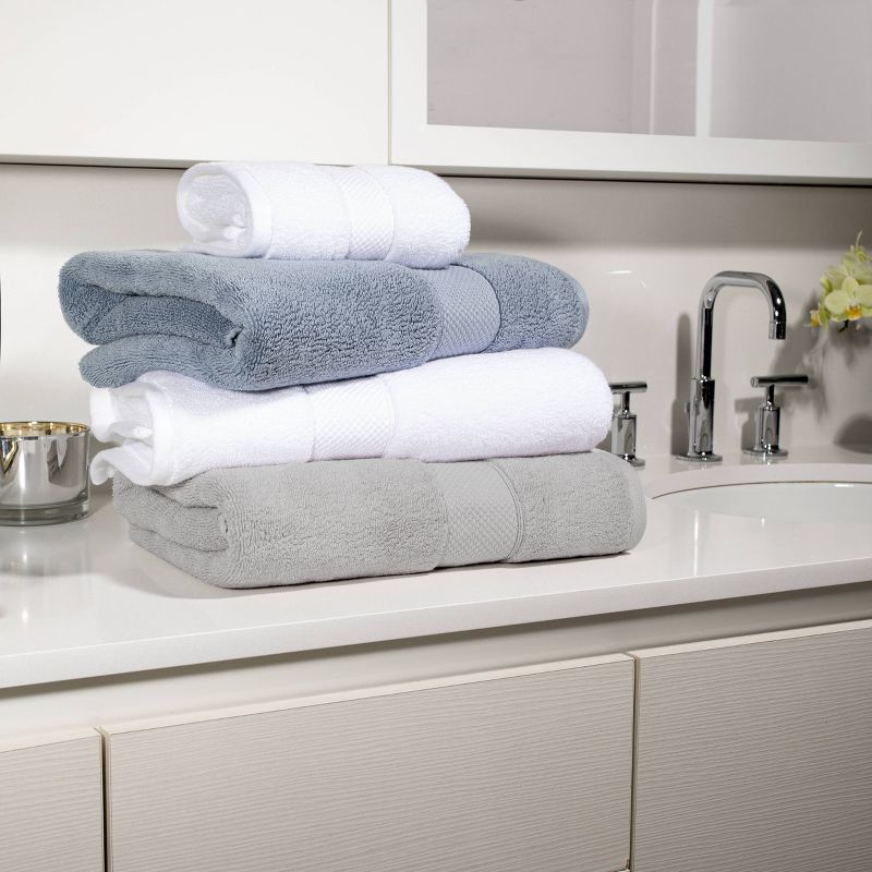 6pc Luxe Ultra Absorbent 100% Cotton Bath Towel Set White - Alfred Sung Home