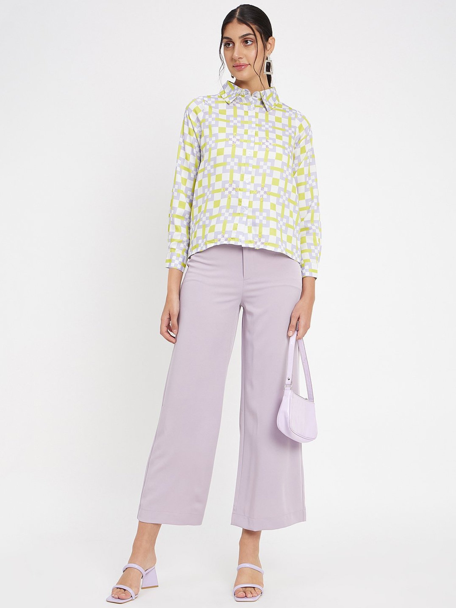 Camla Lilac Regular Fit Mid rise Trousers