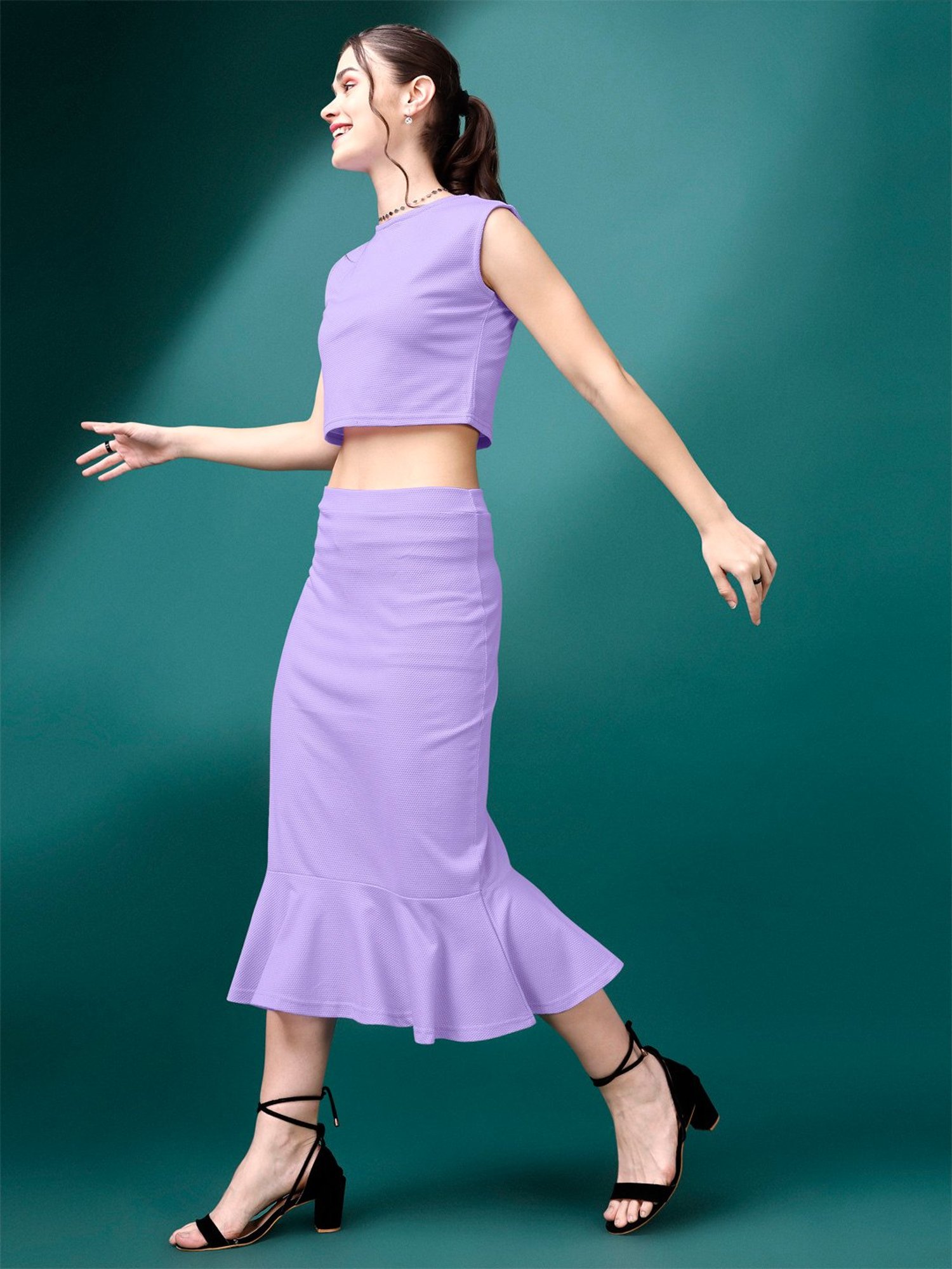 PURVAJA Lavender Midi Co-Ord Set
