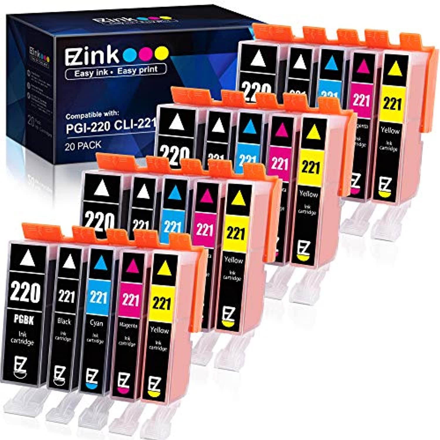 e-z ink (tm) compatible ink cartridge replacement for canon pgi220 pgi-220 cli221 cli-221 to use with mx870 mx860 mp620 mp560 m