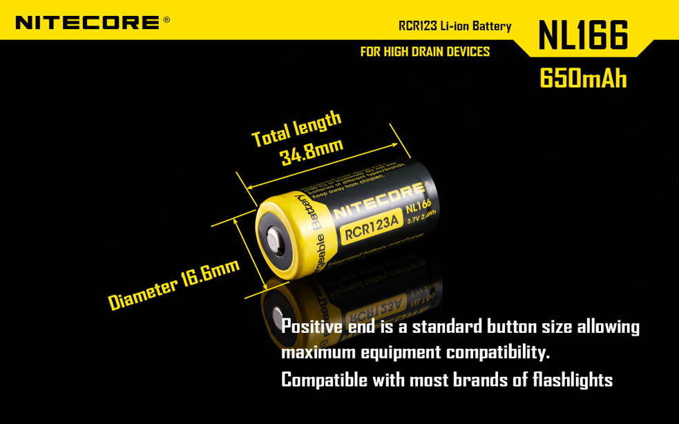 Nitecore NL166 rechargeable RCR123A battery