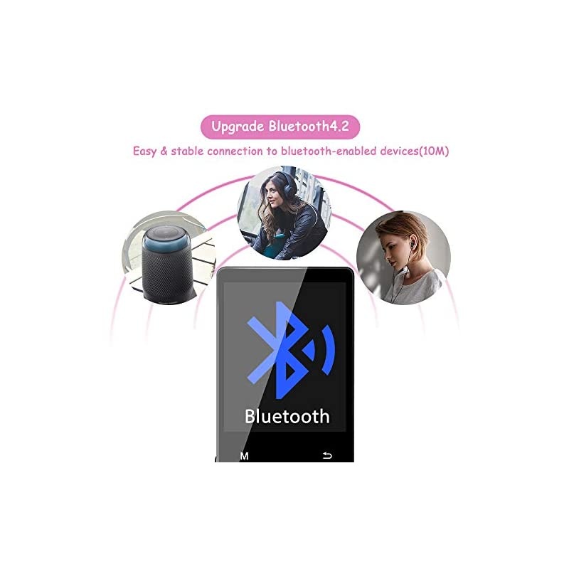 Bluetooth Music Player - Portable 32gb MP3 Player with Bluetooth, FM Radio, Ideal for Sports| Running | Hiking (Headphone & Waterproof Armband Included)