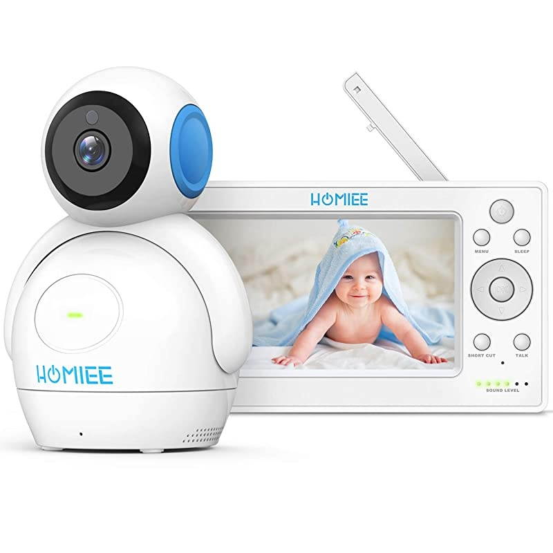 Upgraded Video Baby Monitor with Camera,  5" Color LCD Display Video Monitor with Audio, 1000 Ft Distance, 5M Night Vision, 5 Lullabies, Two-Way Audio, VOX, Sound/Temp Alarm, Blue