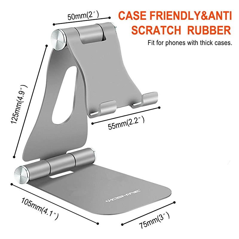 Adjustable amp Foldable Desktop Cell Phone Stands Cell Phone Holder Tablet Stand Advanced Universal Aluminum Stand Holder for Mobile Phone and Tablet Up to 13 inch Space Grey