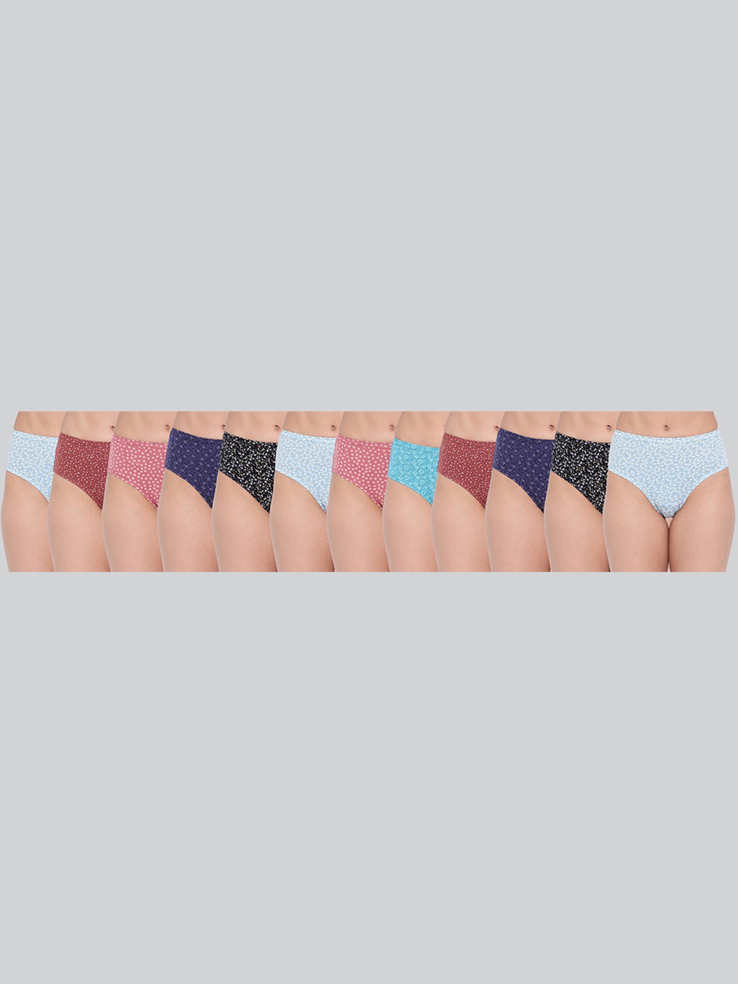 Lyra Assorted Color Cotton Printed Hipster Panties - Pack Of 12