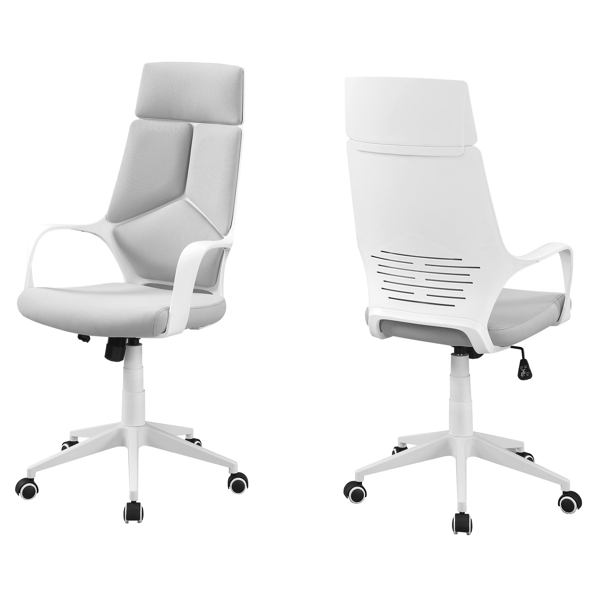 Monarch Specialties Contemporary Grey Fabric Upholstered High Back Executive Office Chair - White
