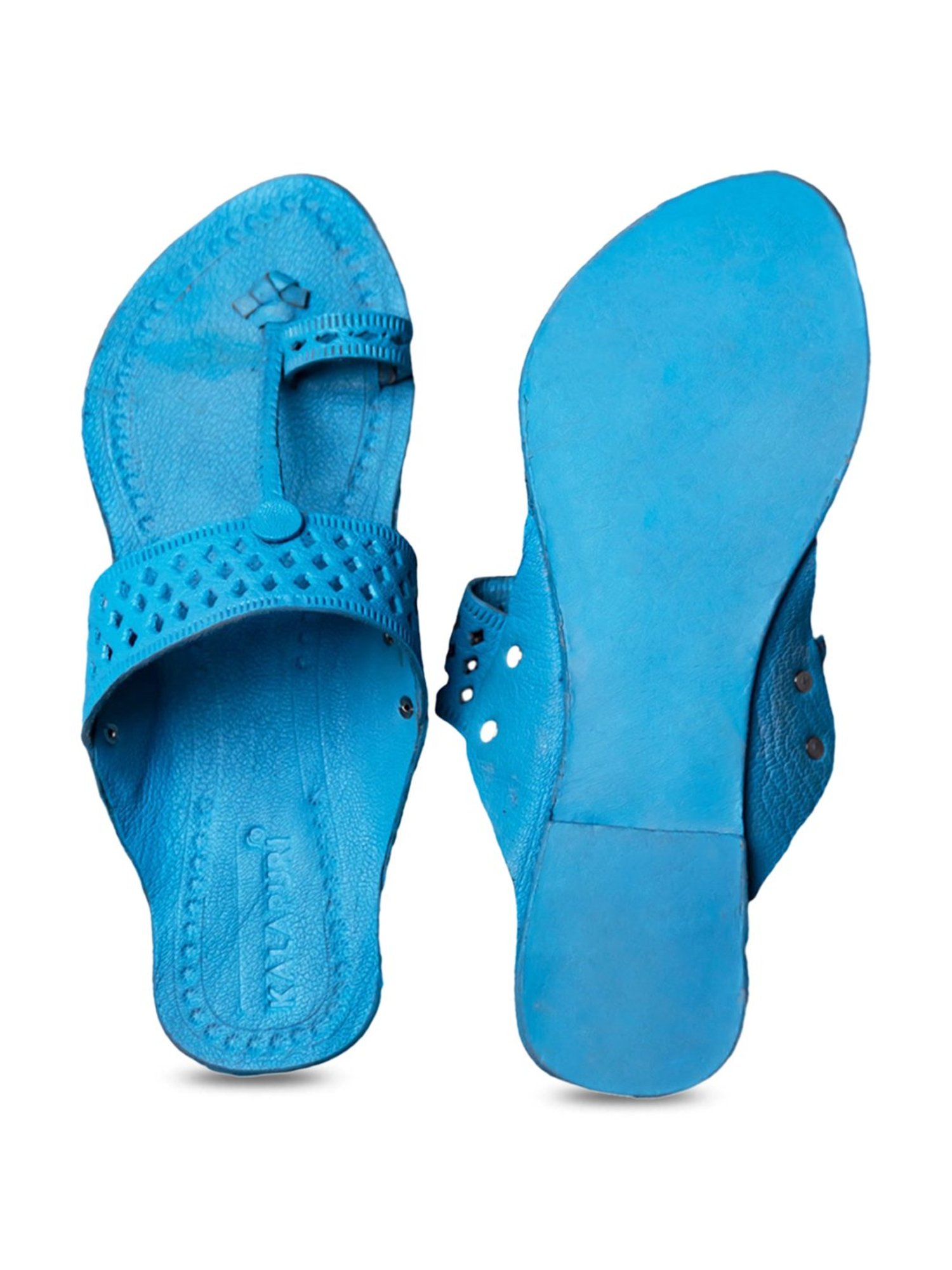 Kalapuri Women's Blue Kolhapuri Sandals