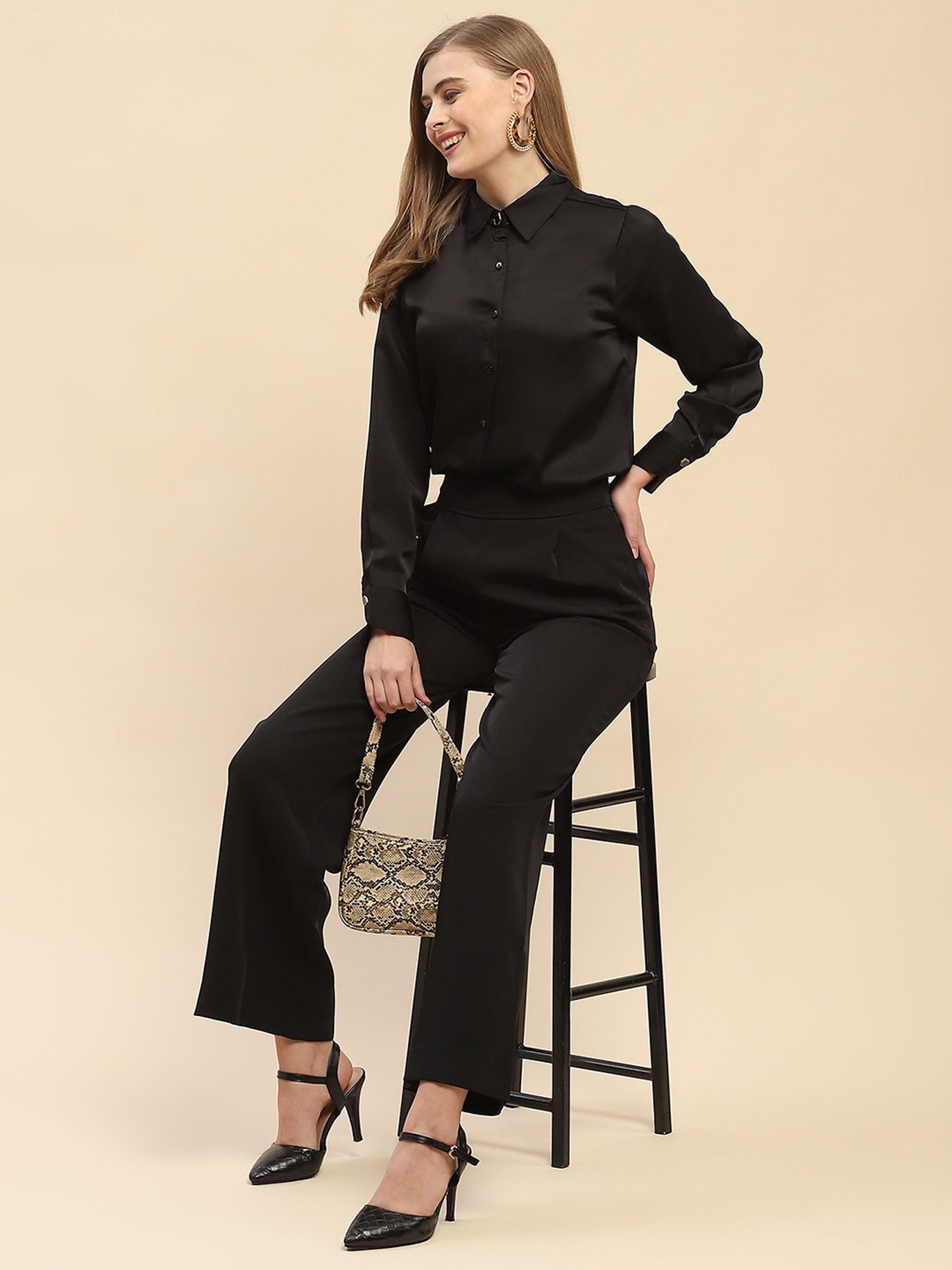 Camla Black Regular Fit Shirt