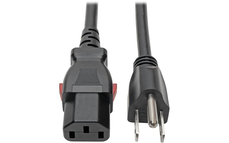 Tripp Lite Power Extension Cord 5-15P to Locking C13 M/F 18 AWG 10A 1ft - For Monitor, PC, Server, Printer, Computer - 125 V AC Voltage Rating