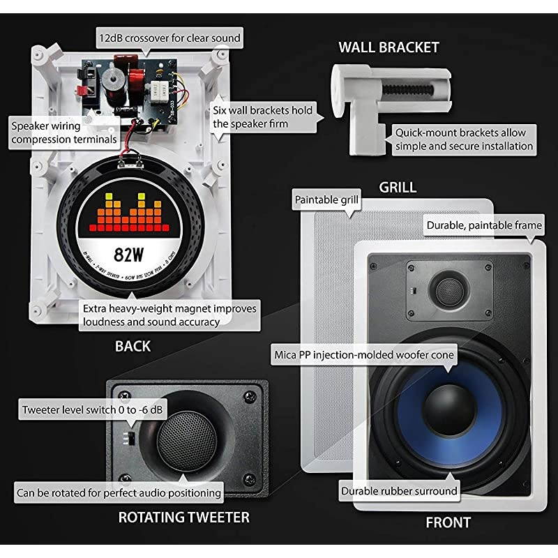 Silver Ticket inWall Speaker with Pivoting Tweeter 8 Inch inWall