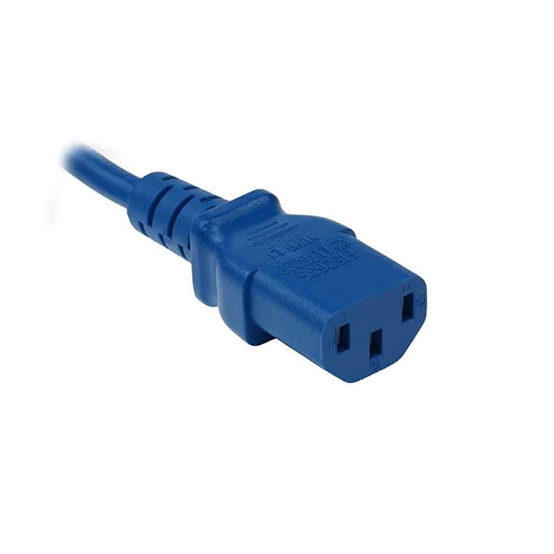 6ft Standard Computer Power Cord NEMA 515P to IEC 320 C1318 AWG Replacement AC Power Cable for PC or Monitor 125V 10A Blue