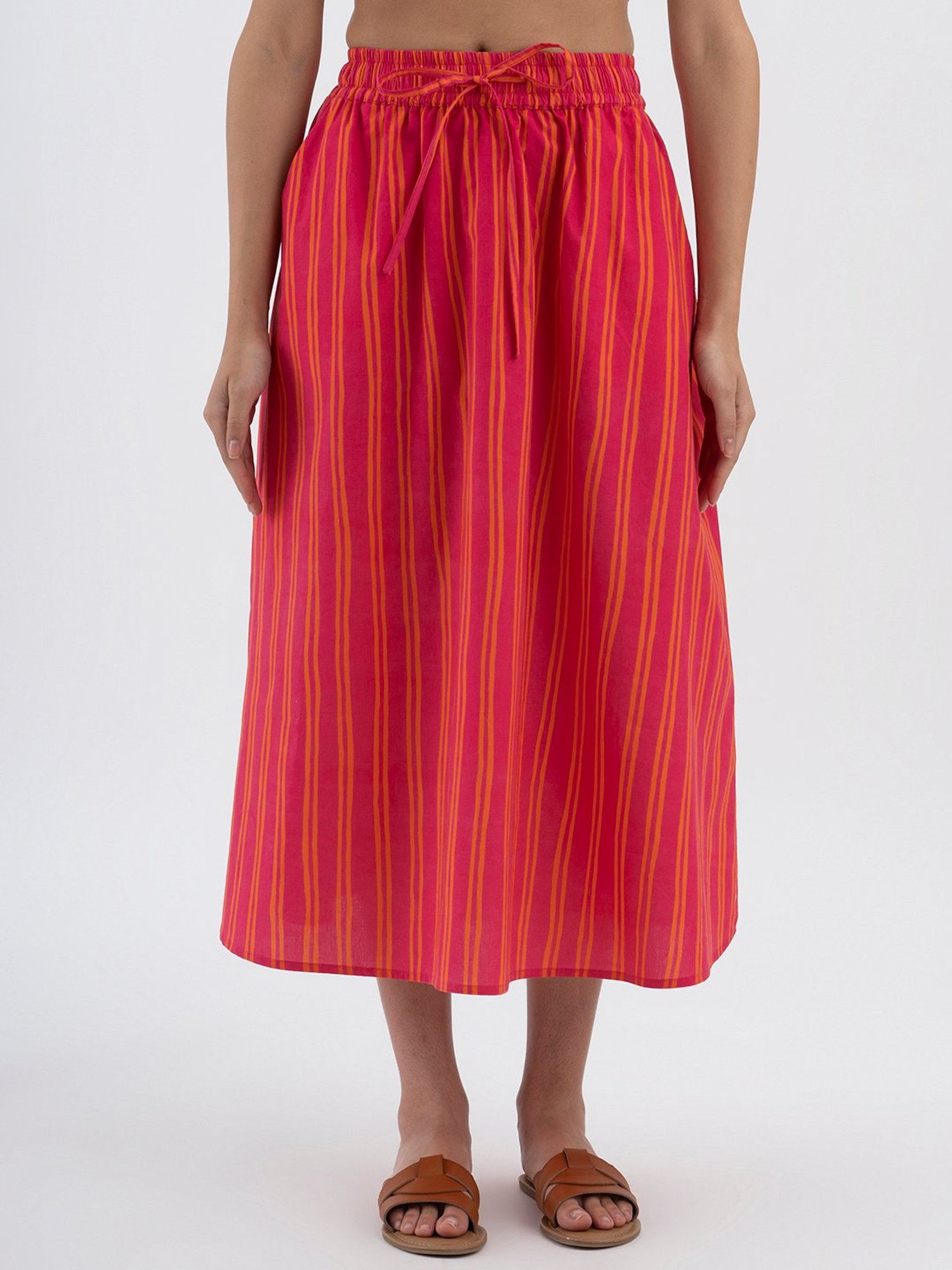 Pink Fort Pink Striped A-Line Skirt