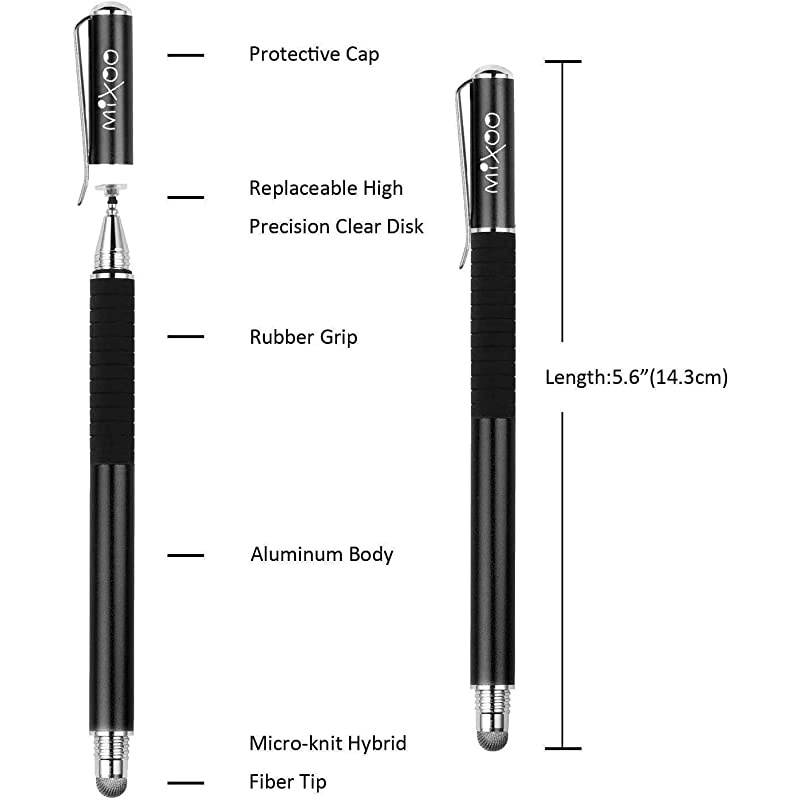 Capacitive Stylus PenDisc and Fiber Tip 2in1 Series High Sensitivity and PrecisionStylus for iPadiPhone and Other Touch Screens Devices Black