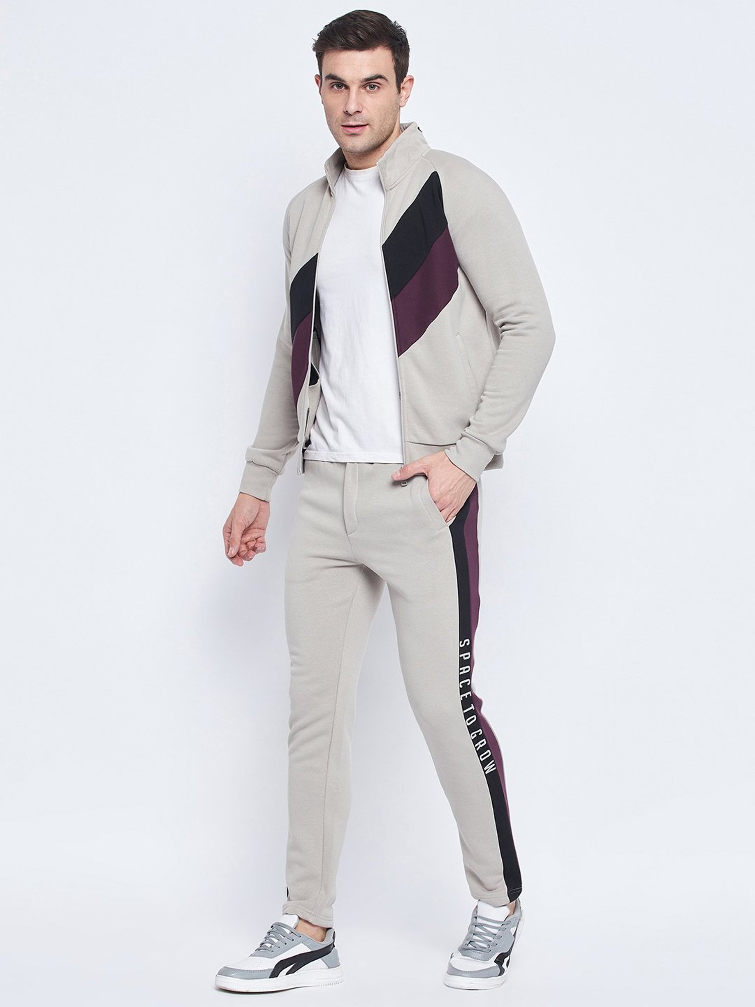 Camla Light Grey Regular Fit Tracksuit