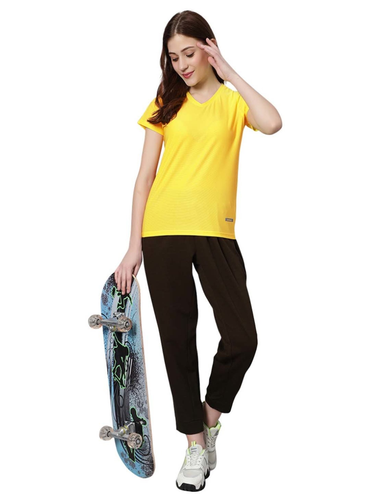 Omtex Yellow Regular Fit Sports T-Shirt