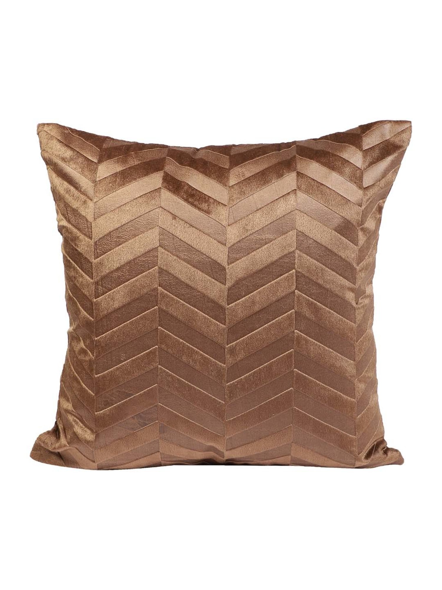 MFD HOME Furnishing Coffee Brown Velvet Cushion Cover - Set of 1