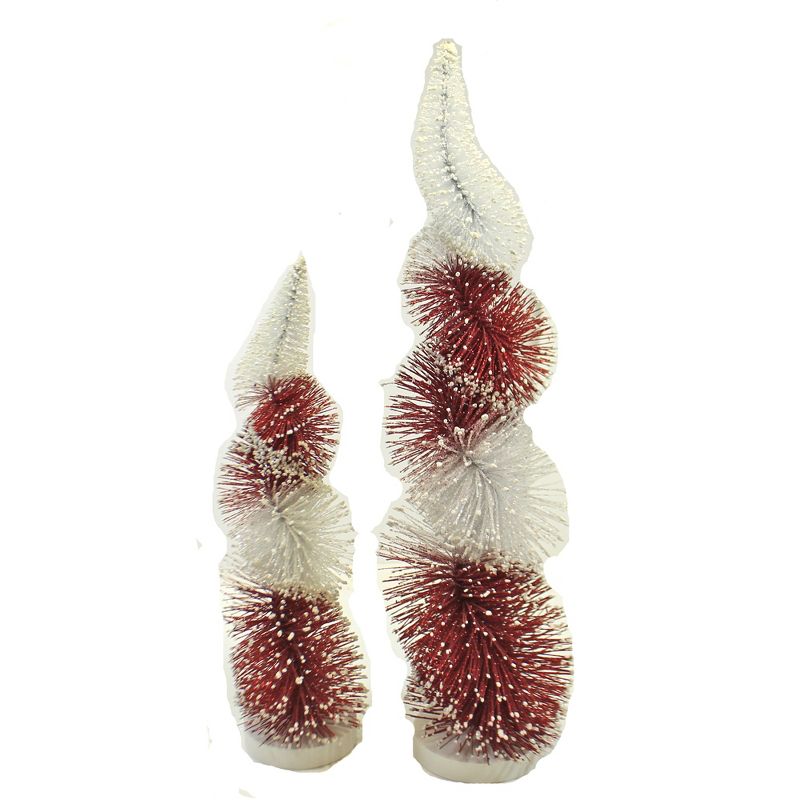 Christmas 18.0" Swirl Bottle Brush Tree Home Decor Red And White  -  Decorative Figurines