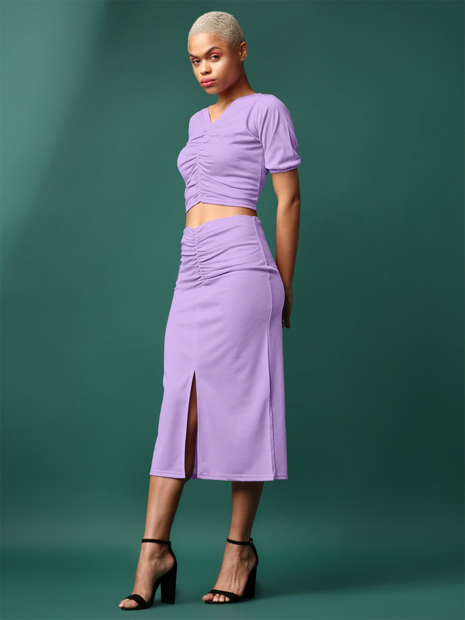 PURVAJA Lavender Midi Co-Ord Set