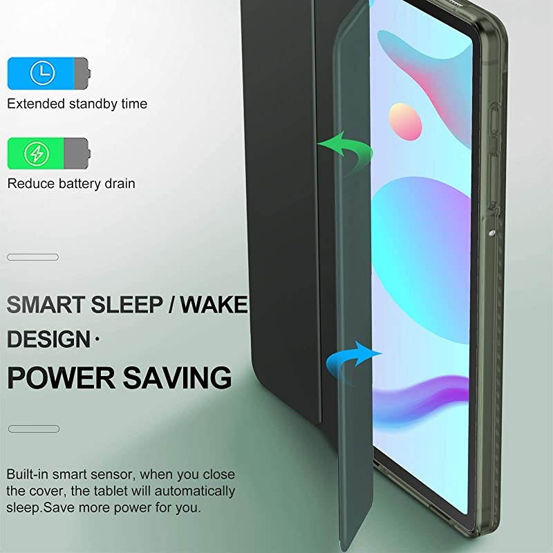 Galaxy Tab S6 Lite Case with S Pen Holder TriFold Case with Frosted Translucent Back Fit Samsung Galaxy Tab S6 Lite 104 SMP610P615 2020 Tablet Support Auto WakeSleep Midnight Green